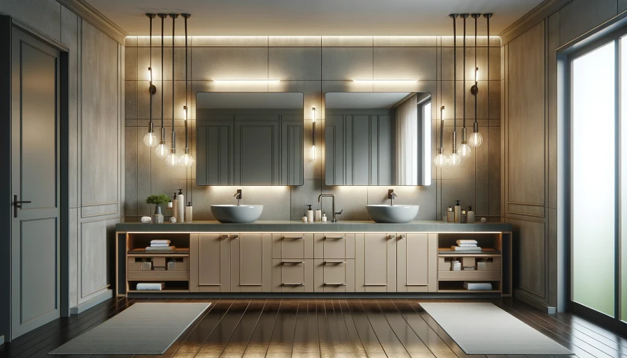 bathroom with double vanity